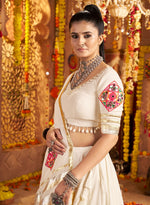 Impressive Cream Color Viscose Fabric Designer Lehenga