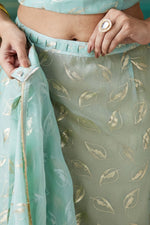 Elegant Aqua Color Organza Fabric Designer Saree
