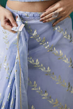 Elegant Purple Color Organza Fabric Designer Saree