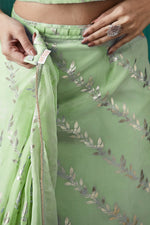 Elegant Green Color Organza Fabric Designer Saree