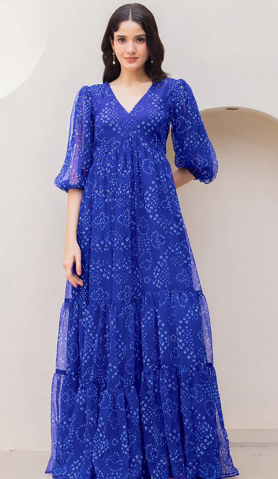 Striking Blue Color Georgette Fabric Gown