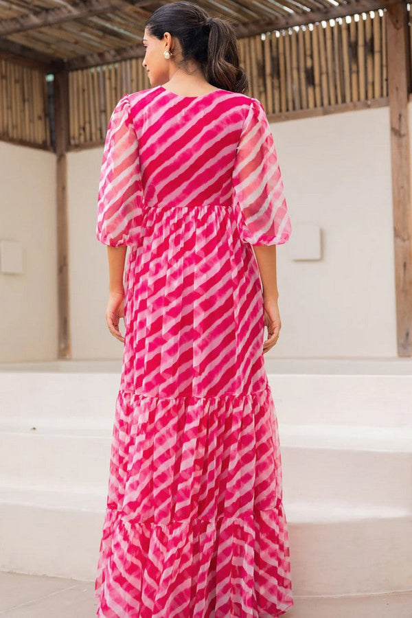 Striking Pink Color Georgette Fabric Gown