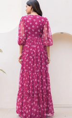 Striking Magenta Color Georgette Fabric Gown