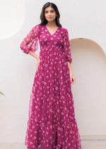 Striking Magenta Color Georgette Fabric Gown