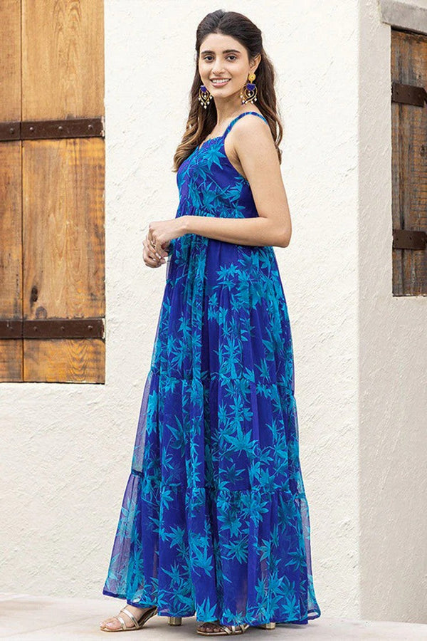 Striking Blue Color Georgette Fabric Gown