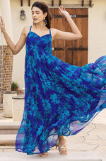 Striking Blue Color Georgette Fabric Gown