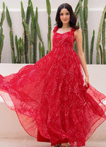 Striking Red Color Georgette Fabric Gown