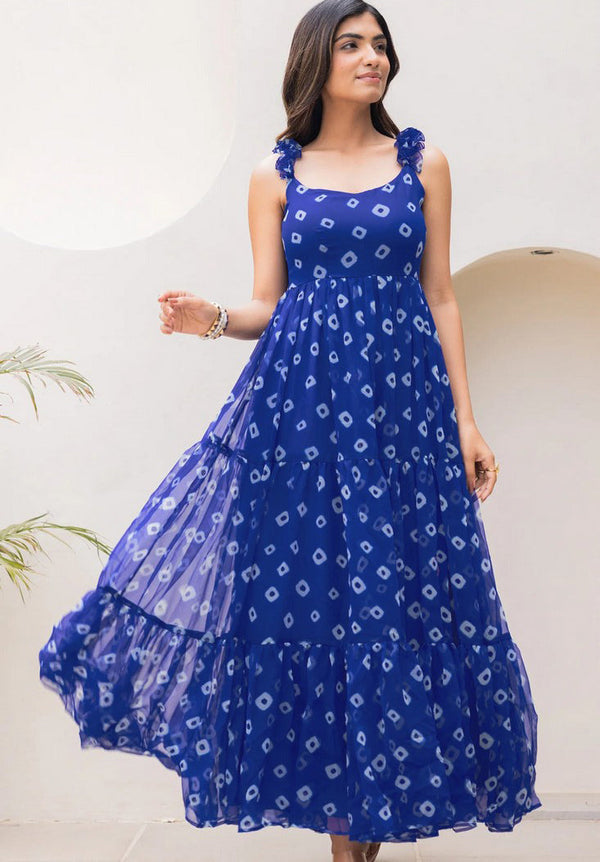 Striking Blue Color Georgette Fabric Gown