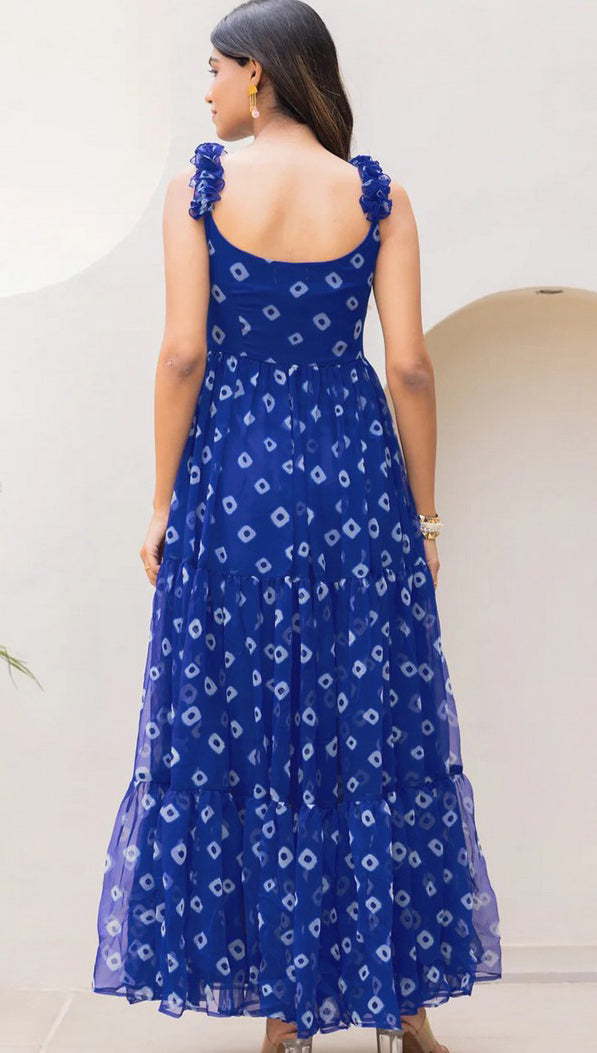 Striking Blue Color Georgette Fabric Gown
