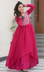 Striking Pink Color Georgette Fabric Gown