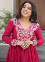 Striking Pink Color Georgette Fabric Gown