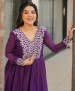 Striking Purple Color Georgette Fabric Gown
