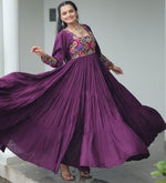 Striking Wine Color Rayon Fabric Gown