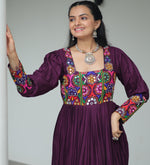 Striking Wine Color Rayon Fabric Gown
