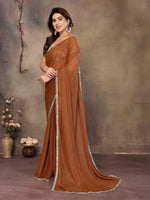 Amazing Brown Color  Georgette Fabric Casual Saree