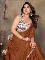 Amazing Brown Color  Georgette Fabric Casual Saree