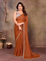 Amazing Brown Color  Georgette Fabric Casual Saree