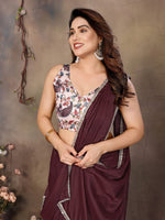 Amazing Wine Color  Georgette Fabric Casual Saree