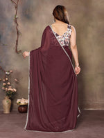 Amazing Wine Color  Georgette Fabric Casual Saree