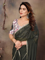 Amazing Green Color  Georgette Fabric Casual Saree