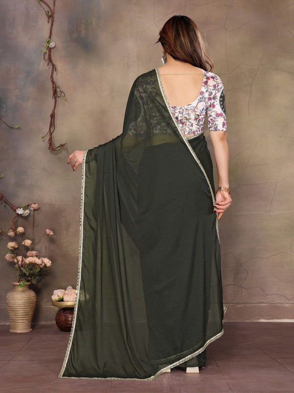 Amazing Green Color  Georgette Fabric Casual Saree