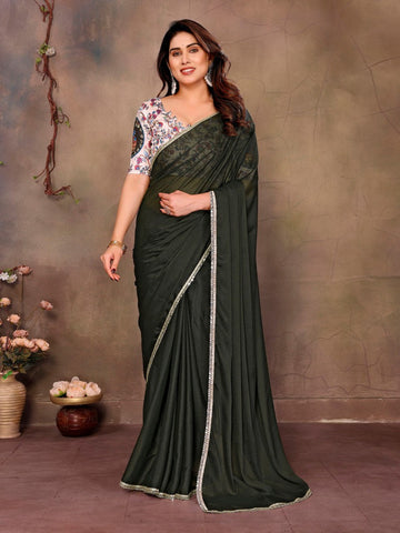 Amazing Green Color  Georgette Fabric Casual Saree