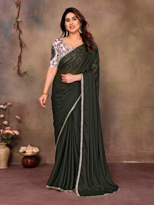 Amazing Green Color  Georgette Fabric Casual Saree