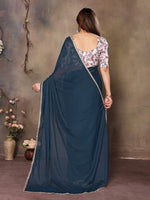 Amazing Teal  Color  Georgette Fabric Casual Saree