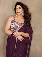 Amazing Wine Color  Georgette Fabric Casual Saree