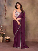 Amazing Wine Color  Georgette Fabric Casual Saree
