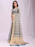 Amazing Aqua Color Organza Fabric Casual Saree