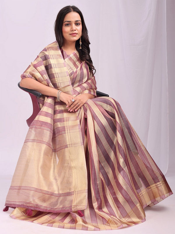 Amazing Purple Color Organza Fabric Casual Saree