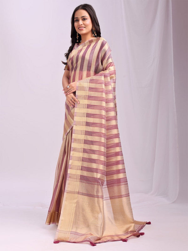 Amazing Purple Color Organza Fabric Casual Saree