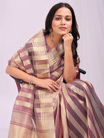 Amazing Purple Color Organza Fabric Casual Saree
