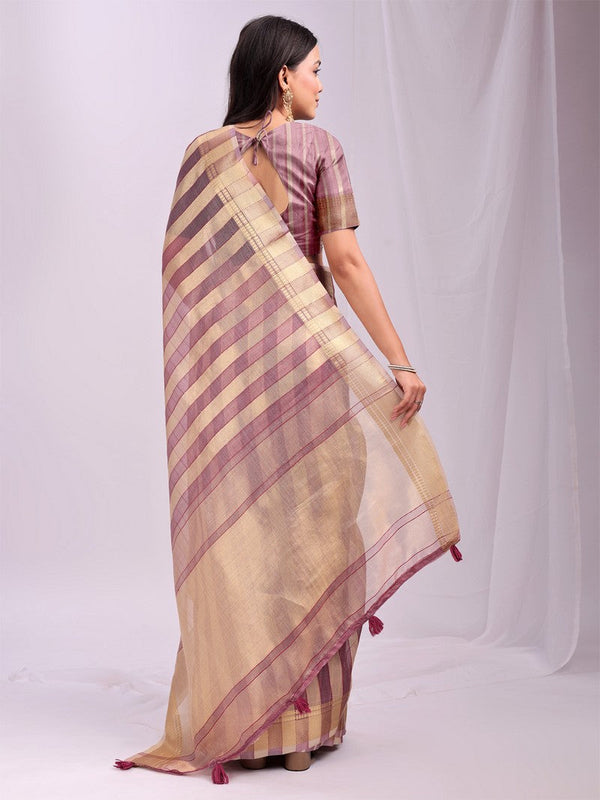 Amazing Purple Color Organza Fabric Casual Saree