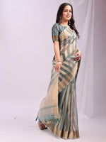 Amazing Green Color Organza Fabric Casual Saree