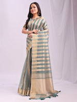 Amazing Green Color Organza Fabric Casual Saree