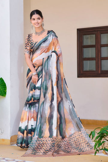 Lovely Multi Color Cotton Fabric Casual Saree