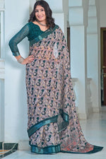 Lovely Grey Color Cotton Fabric Casual Saree