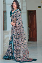 Lovely Grey Color Cotton Fabric Casual Saree