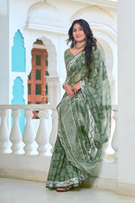 Lovely Green Color Cotton Fabric Casual Saree
