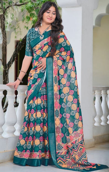 Lovely Multi Color Cotton Fabric Casual Saree