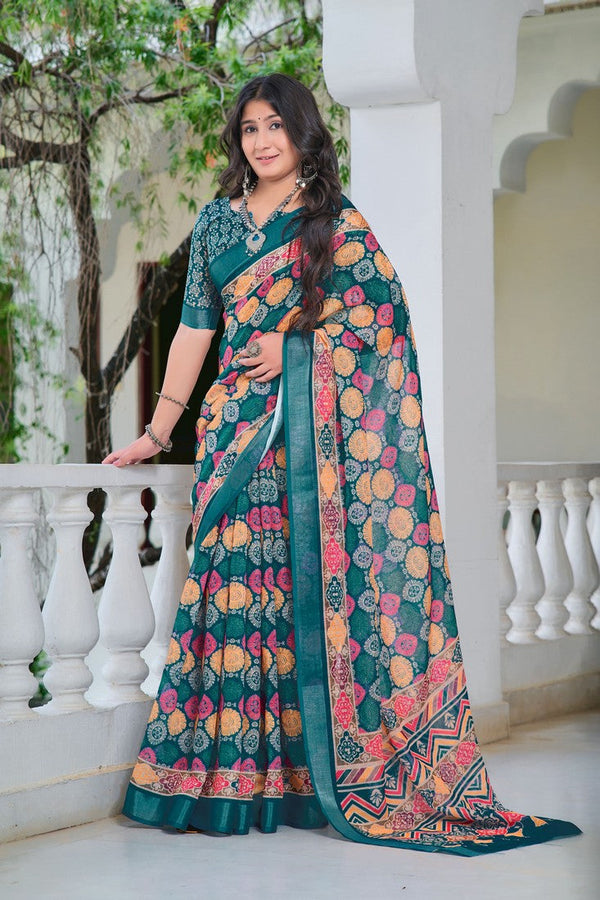 Lovely Multi Color Cotton Fabric Casual Saree