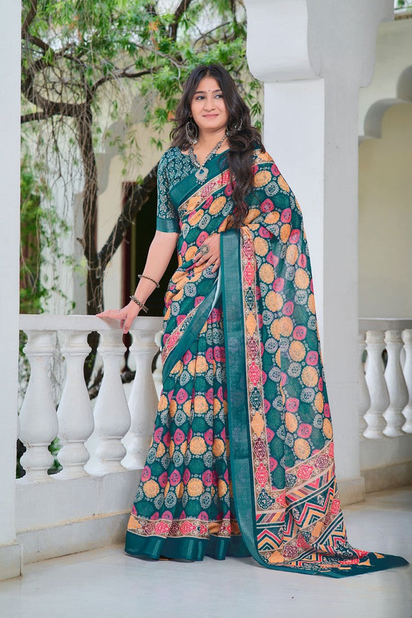 Lovely Multi Color Cotton Fabric Casual Saree