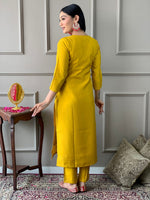 Amazing Mustard Color Chanderi Fabric Designer Suit