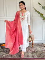 Amazing White Color Viscose  Fabric Designer Suit