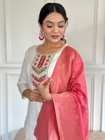 Amazing White Color Viscose  Fabric Designer Suit