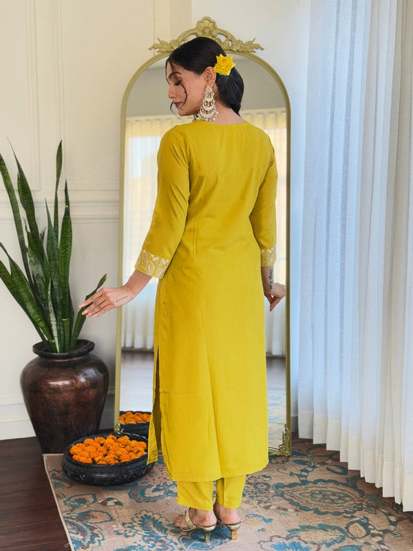 Amazing Green Color Rayon  Fabric Designer Suit