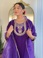 Amazing Purple Color Rayon  Fabric Designer Suit