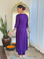 Amazing Purple Color Rayon  Fabric Designer Suit
